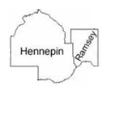 Map of Hennepin and Ramsey counties